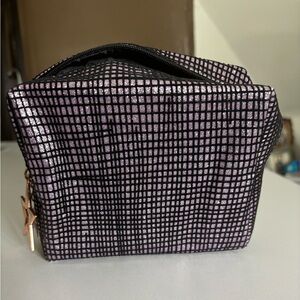 MAC Cosmetics Black and Purple Grid Cosmetic Bag